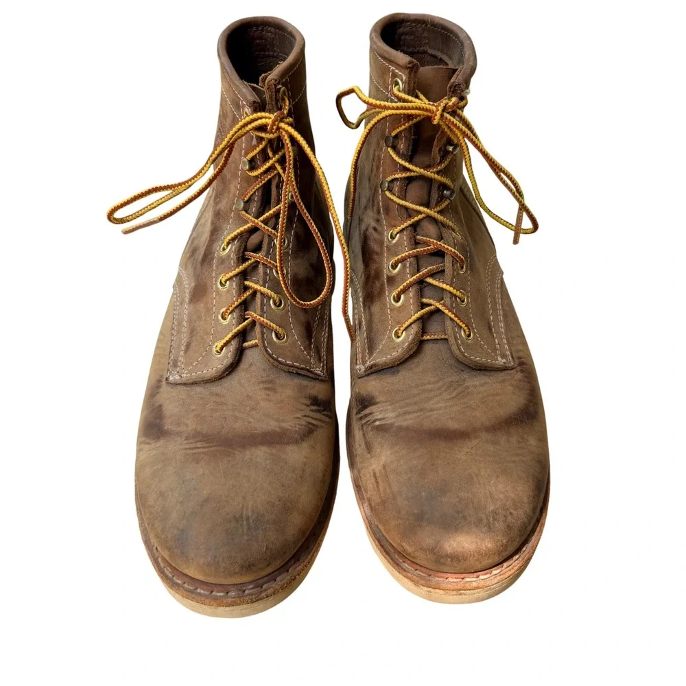 Whites Boots Perry Select Distressed Roughout Vibram Sole Brown R5010 Men 11.5EE